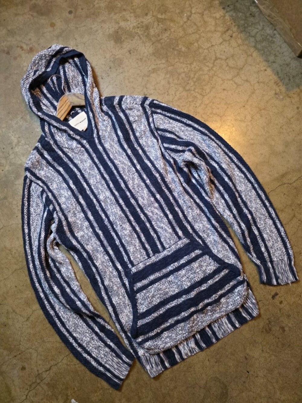 Lucky Brand Baja California Navy Stripe Hoodie Men’s Size Medium